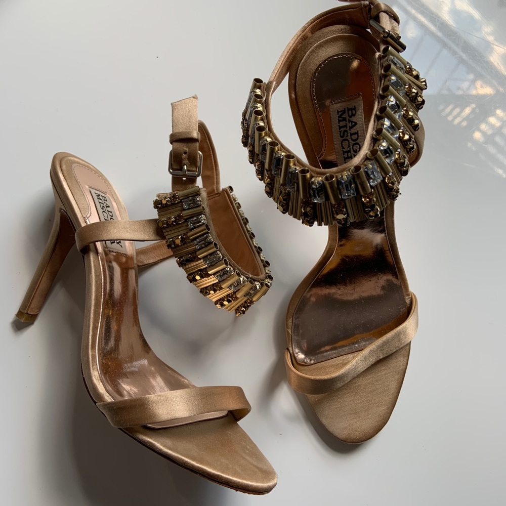 Badgley Mischka Kaplan Rhinestone Satin Heels